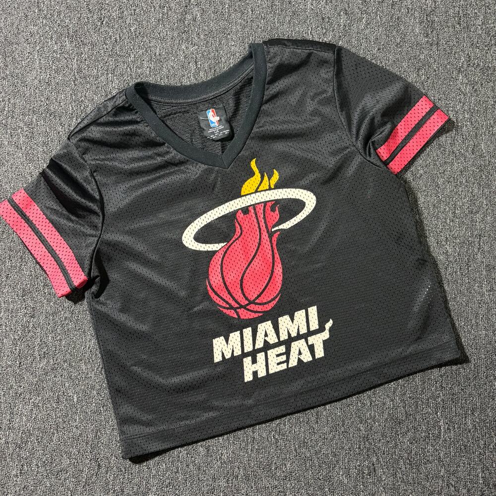 Vintage Y2k Miami Heat Nba Basketball Mesh Black Crop Jersey Women's Large